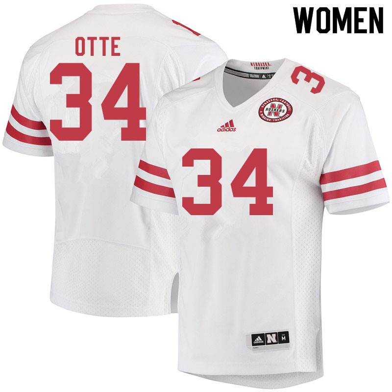 Women #34 Simon Otte Nebraska Cornhuskers College Football Jerseys Sale-White